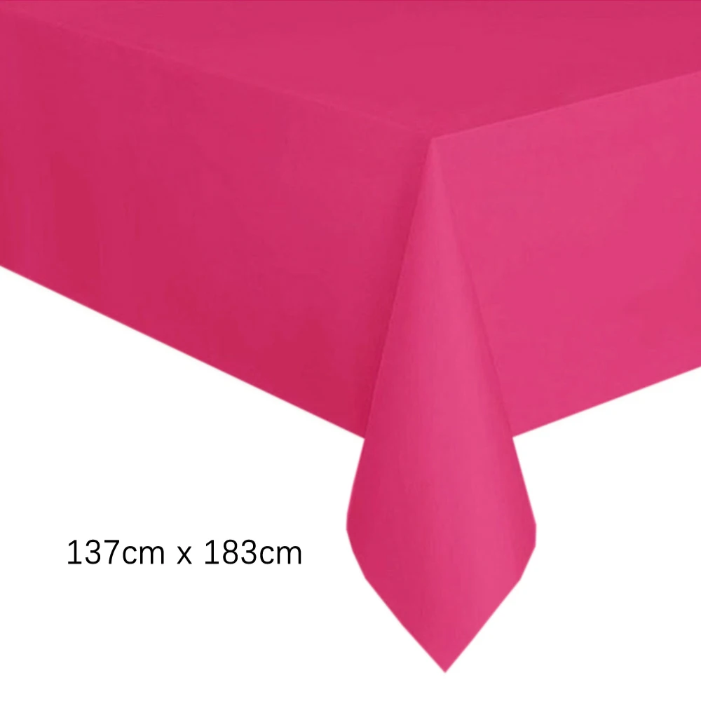 thumbnail image 1 of Mantel desechable blanco y rosa, mantel de plástico rectangular para escritorio, suministros de decoración para mesas de cumpleaños, bodas y fiestas, 1 of 5