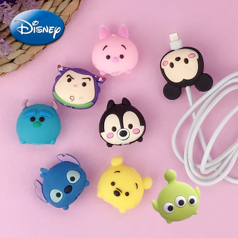 Disney Stitch Mickey Cartoon Anime Charger Cable Protector Per Iphone Usb Data Line Head Protection Cover Accessori Fai Da Te Regali