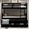 Twin Trundle Bunk Bed with 3 Drawers Kids Bedroom Guest Room Sturdy Easy Assembly Safe Rails Separate Beds Storage- 79.5"L x 2