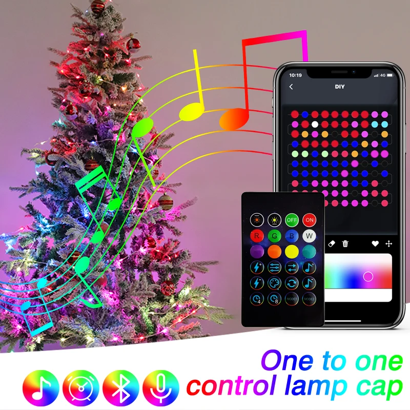 

RGBIC Smart Bluetooth LED String Light USB App Control Garland Christmas Tree Decoration Waterproof Fairy Light Party Birthday