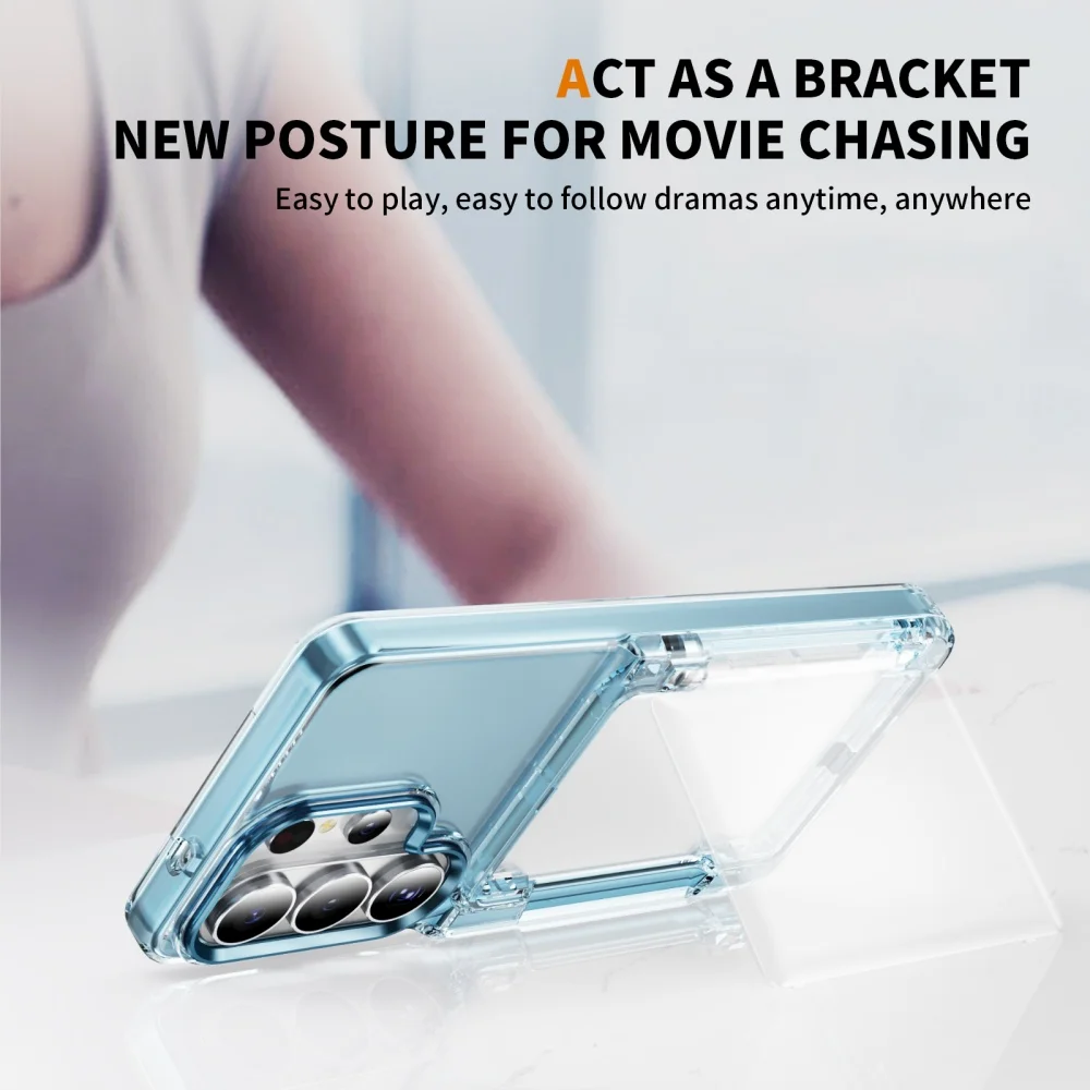 Transparent Folding Card Holder Wallet Stand Case - Shockproof Acrylic PC Cover