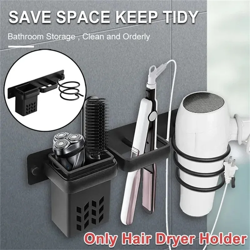 

Hair Dryer Organizer Wall-mounted Storage Rack Hair Dryer and Straightener Holder Multi-functional Bathroom Shelves Accessories