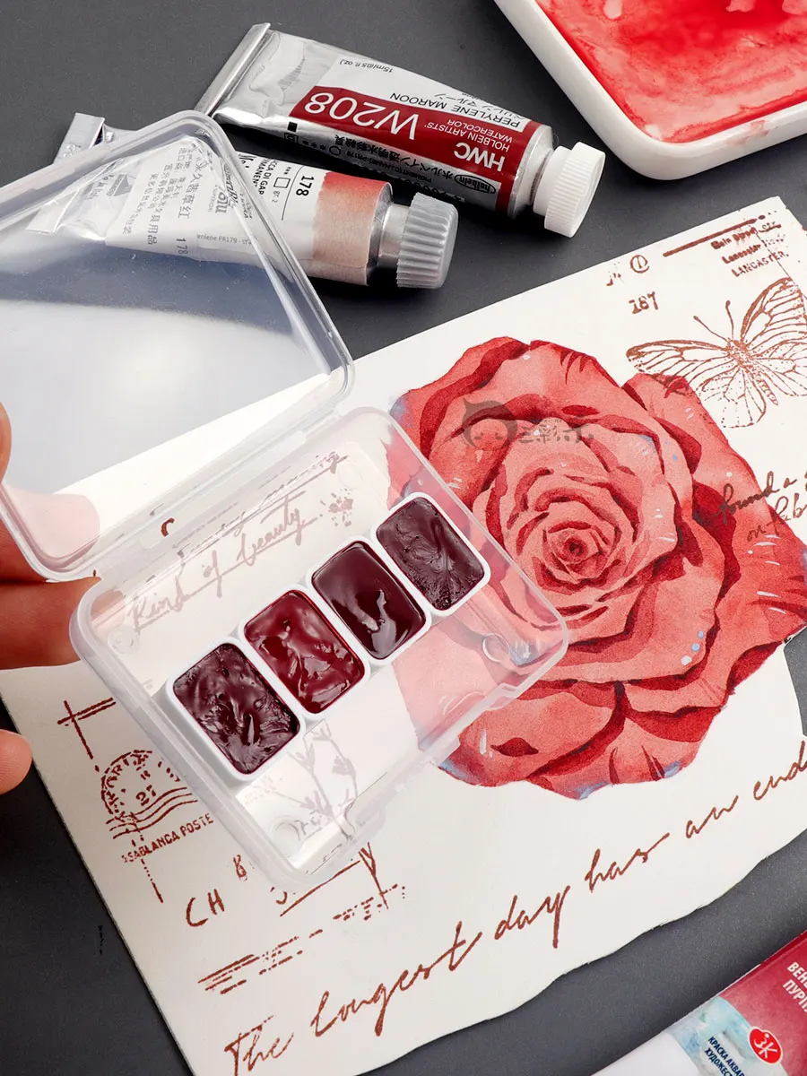watercolor paints potter pink collection daniel smith/schmincke/maimerblu/winsor newton acuarela beginner artist art supplies - 3