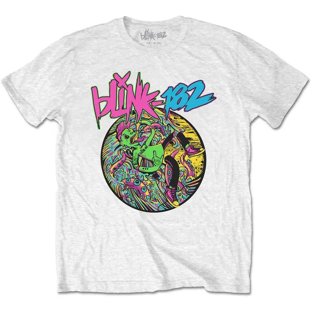 T-Shirt Slim Fit Da Uomo Blink 182 Overboard Event Large White