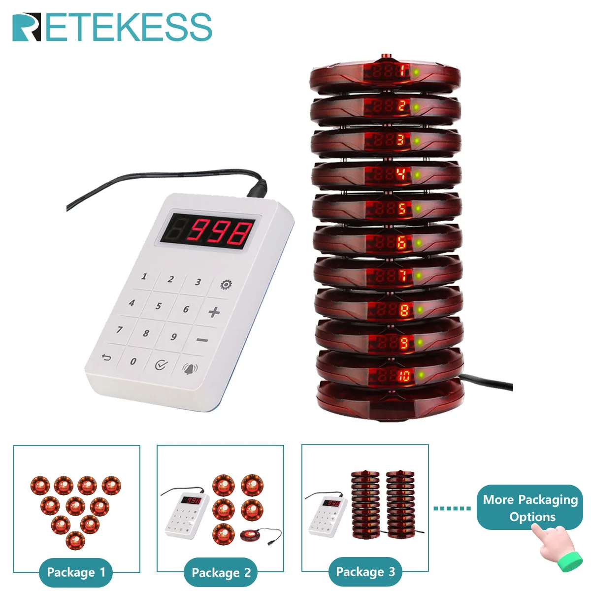 Retekess TD158 pagery do restauracji wibrator Coaster Buzzers System dzwonienia wodoodporna klawiatura pojazd do serwowania żywności Bar Cafe