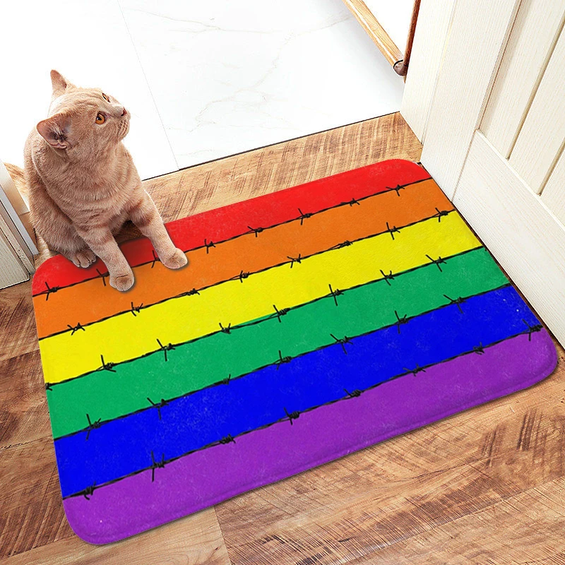 

Bathroom Mat Rainbow LGBT Pride Flag Entrance Door Doormat Non Slip Carpet for Bedroom Washable Non-slip Kitchen Living Room Rug