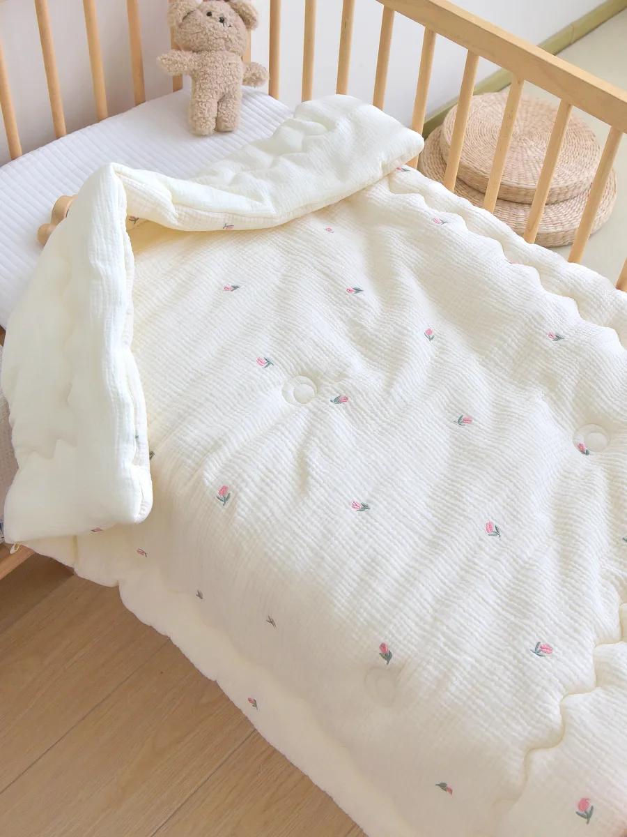 Baby Quilt Newborn Pure Cotton Foam Yarn Cartoon Embroidery Autumn Winter Quilt Kindergarten Baby Nap Blanket CJ287