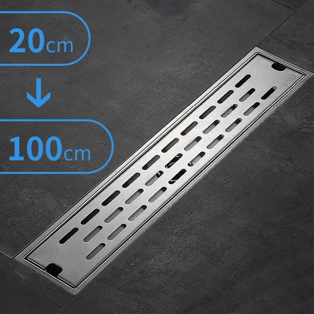 

Anti-odor Drains Rectangle Linear Waste Drainer Bathroom Floor Drain Cover Stopper Bathroom Shower Drain Hair Catcher