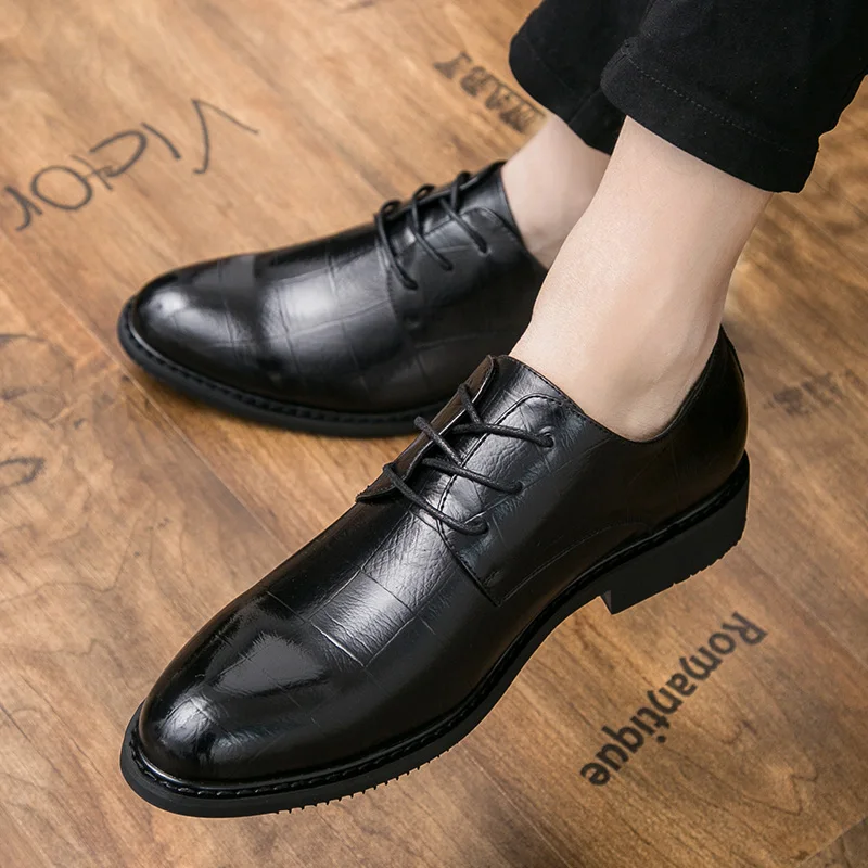 

Men's Pointed Toe Formal Business Loafers Genuine Leather Casual British Breathable Fashion Low Top Pure Color New Leather Shoes