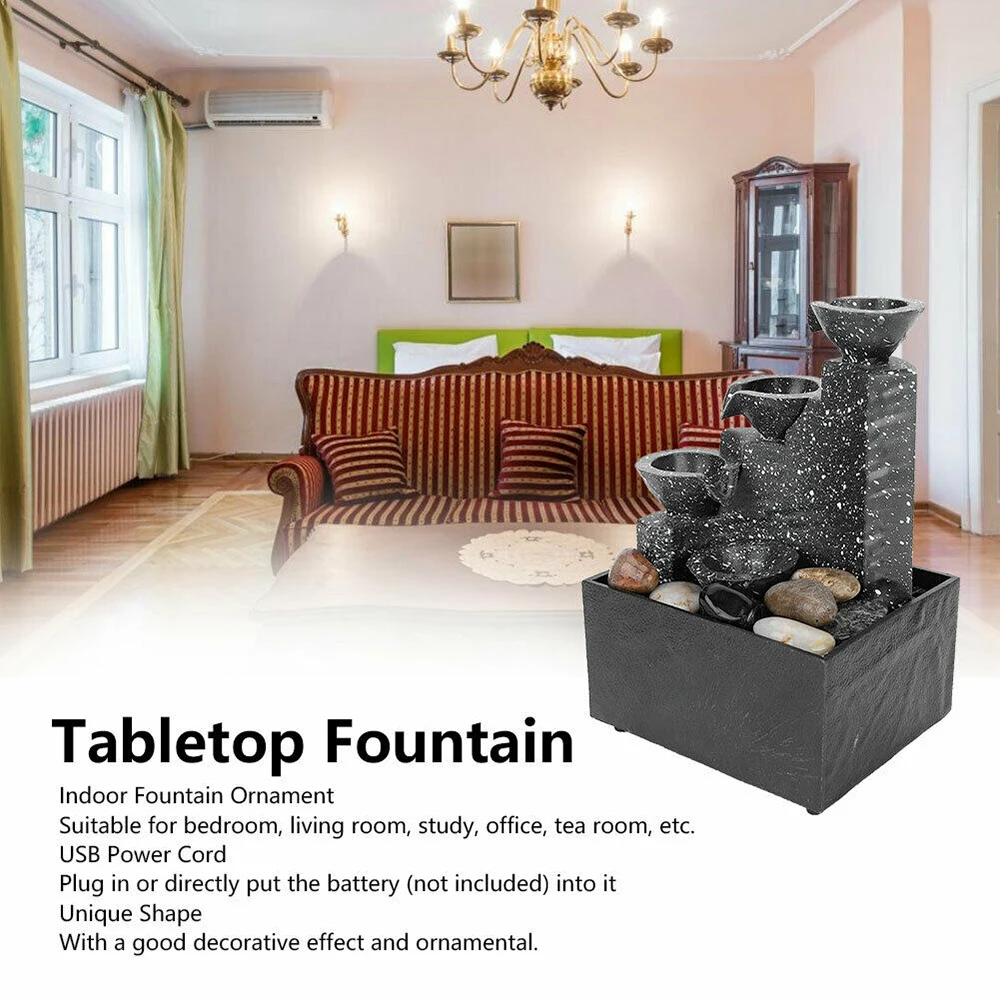 Fontaine d'eau de Table avec Spectacle de Lumière en Cascade, Fontaine d'eau d'intérieur en Plastique Compacte, Câble USB 5 V, Alimentée par Batterie avec des Roches de Rivière Naturelles pour Fontaine d'eau de Table avec Spectacle de Lumière en Cascade, Fontaine d'eau d'intérieur en Plastique Compacte, Câble USB 5 V, Alimentée par Batterie avec des Roches de Rivière Naturelles pour