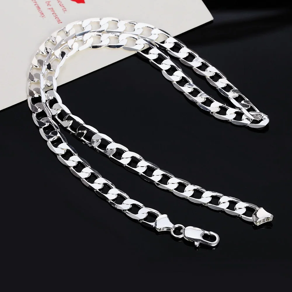 thumbnail image 1 of wholesale Collar de plata de ley 925 2-12 mm de ancho 40-75 cm de largo Cadena Cierre de langosta Joyería de compromiso para hombres y mujeres, 1 of 2