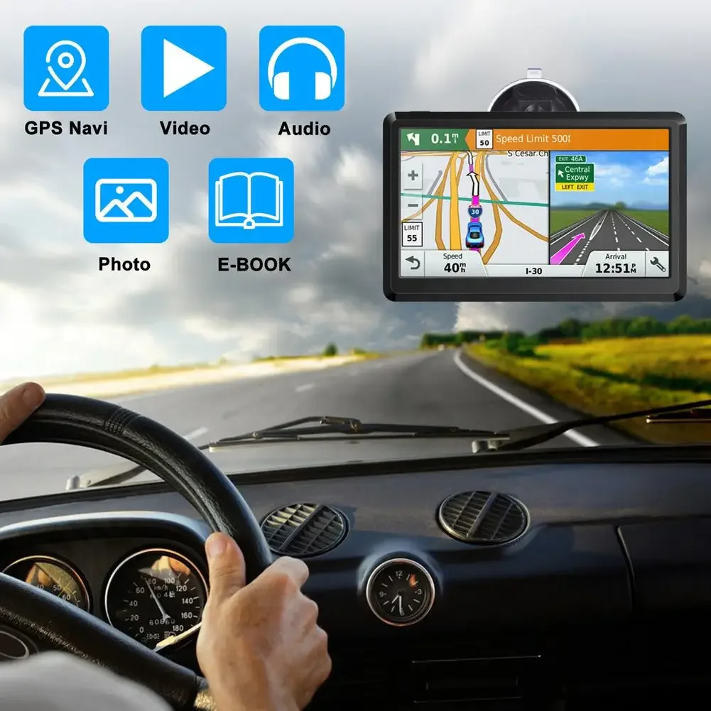 Car GPS Navigator 7 Inch HD FM Transmitter 256MB + 8G Sat Nav Australia North America Europe Map Voice Reminder gps navigator multimedia navigation