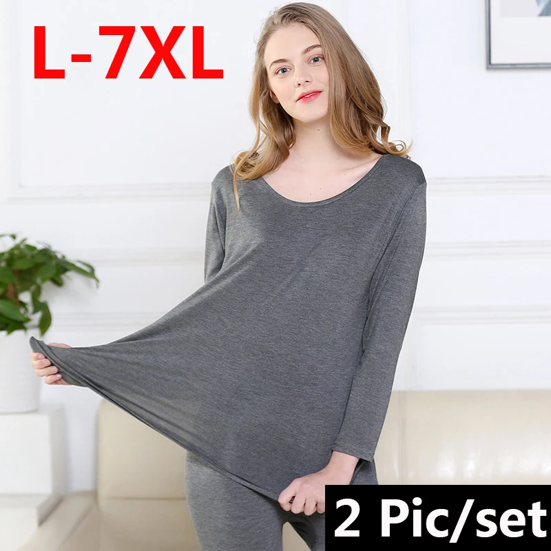 plus size L-7XL Long Johns Winter Women Sexy Thermal Underwear Suit Women slim Ladies Intimate Sets Female Pajamas Warm