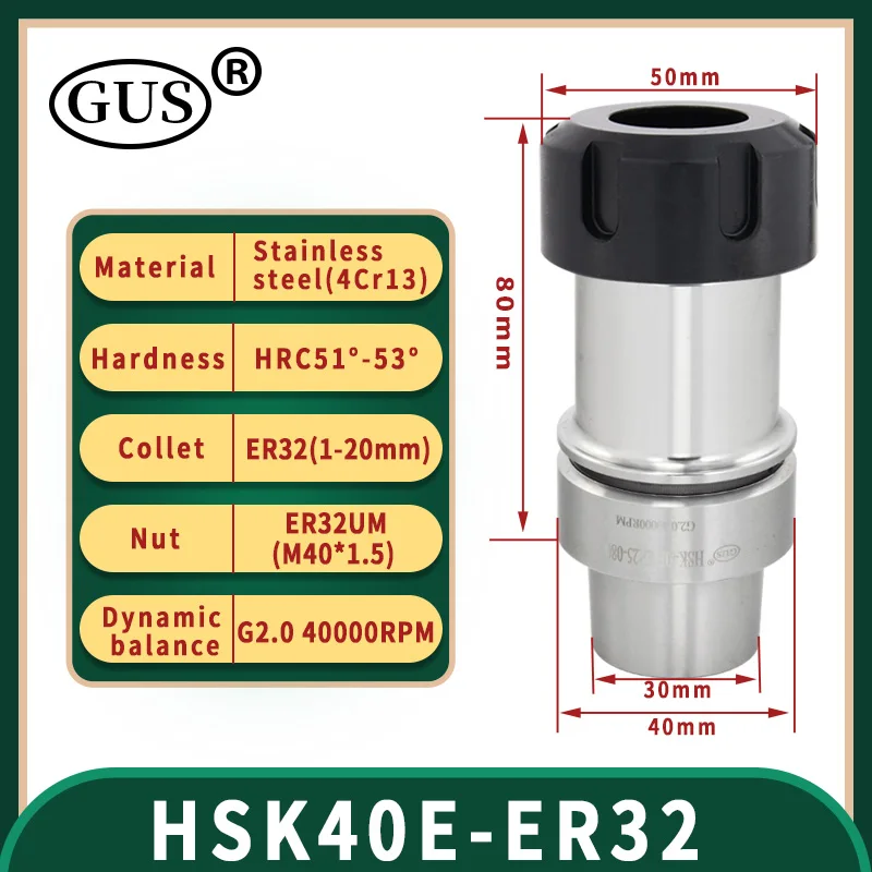 

HSK25E HSK32E HSK40E tool holder ER11 ER16 ER20 collet chuck High speed dynamic balance HSK ER cnc lathe Engraver spindle tools