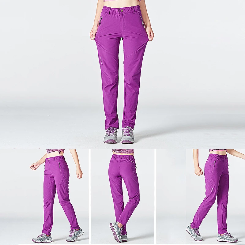 JNLN Women Camping Pants Waterproof Quick Dry Hiking Trekking Climbing Running Pants Summer Thin Outdoor Sport Mountain Trousers