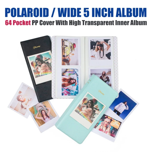 Álbum de almacenamiento de papel fotográfico para Polaroid Film 600, libro  de recuerdos, Fujifilm Instax Wide 210, W300, 64 bolsillos - AliExpress