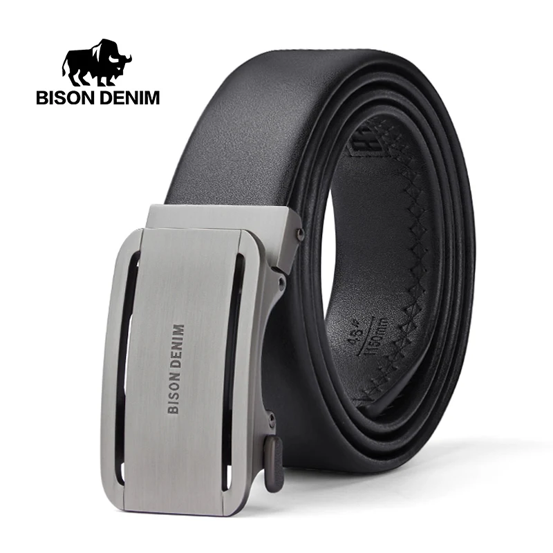 

BISONDENIM Mens Business Style Belt Black Strap Male Waistband Automatic Buckle Belts For Men Top Quality Girdle Belts For Jeans