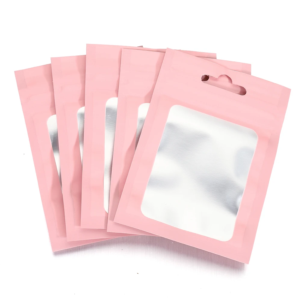 50pcs Black Foil Pouch Reusable Self Sealing Mylar Bag Ziplock Hang