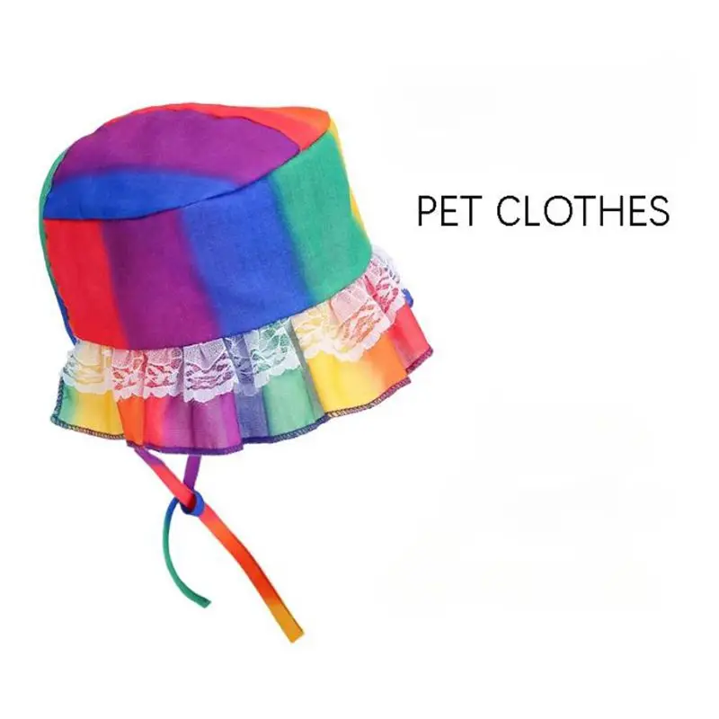 New Spring and Summer Pet Skirt Sun Hat Durable Breathable Puppy Kitten Lace Tie Hat Pet Clothing