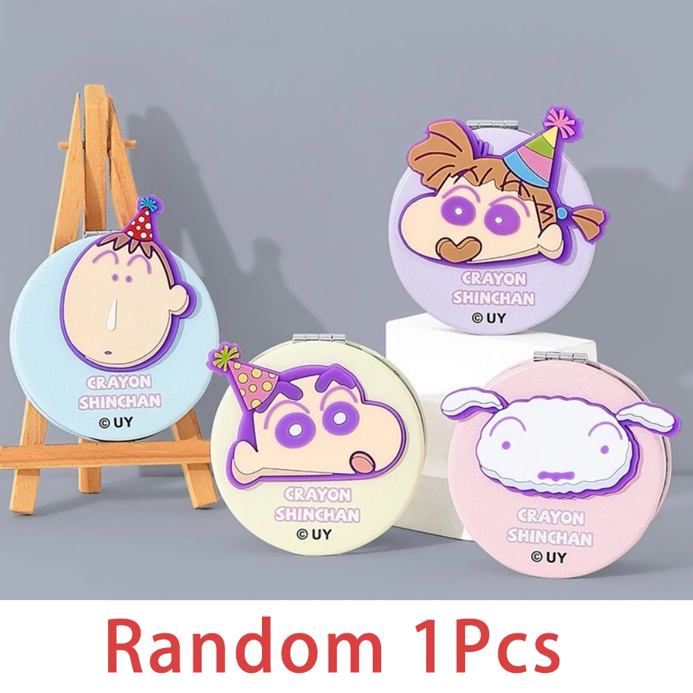 Crayon Shin-chan Double-Sided Folding Mirror - Cute Cartoon Portable Makeup Accessory