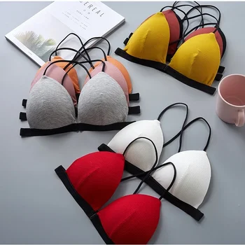 Reggiseno con chiusura frontale senza fili per donna, lingerie sexy, bralette a V profonda, reggiseno senza cuciture, intimo morbido imbottito.