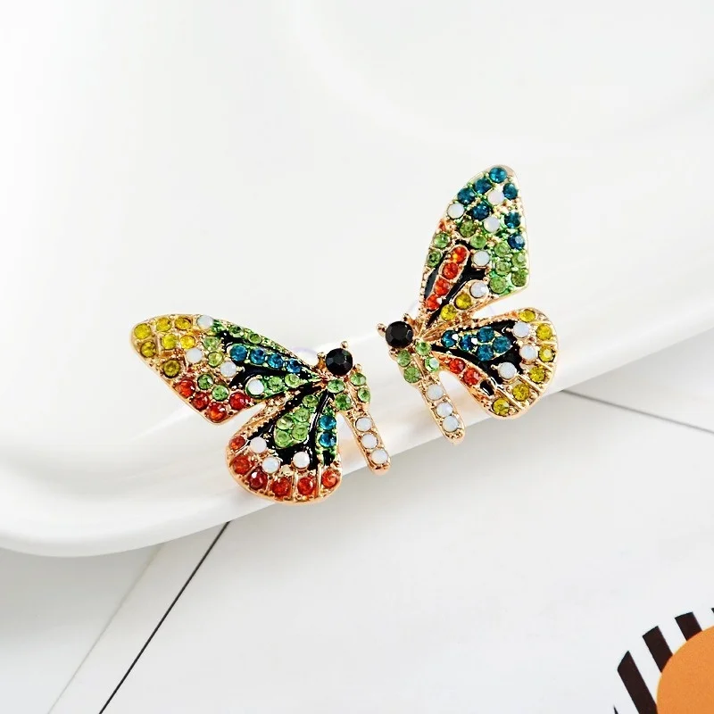 Colorful Crystal Butterfly Ear Stud Women Trendy Dream Earrings - Image 4