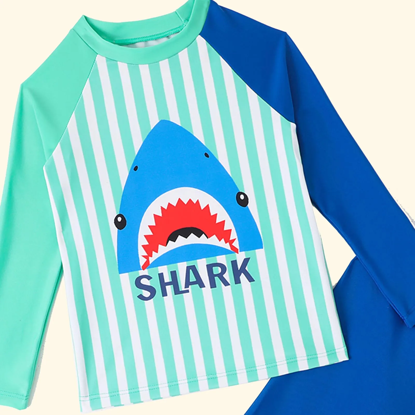 Kids Boys Shark Print Swimsuit UPF 50+ Sun Protection Rash