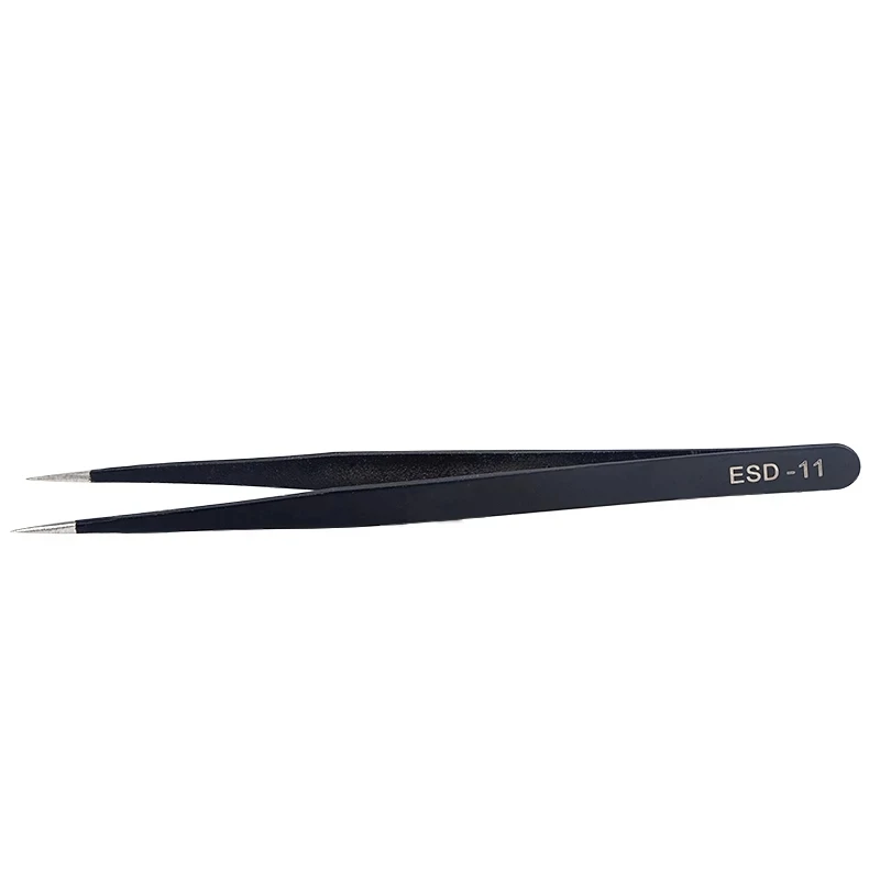 JCD Anti-static ESD Stainless Steel Tweezers Maintenance Tools Industrial Precision Curved Straight Tweezers Solder Repair Tools