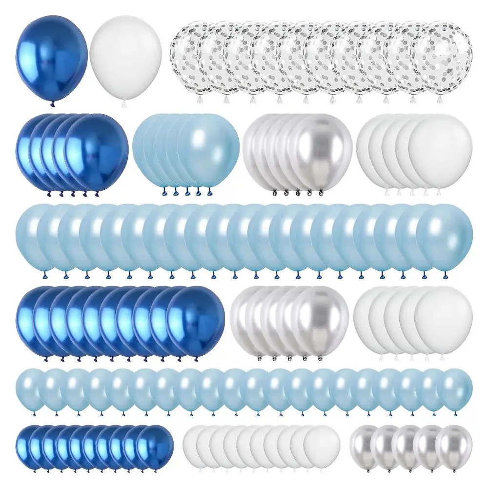 

Silver Garland Kit Party Decorations White Metallic Blue Confetti Balloons Light Blue Birthday Boy