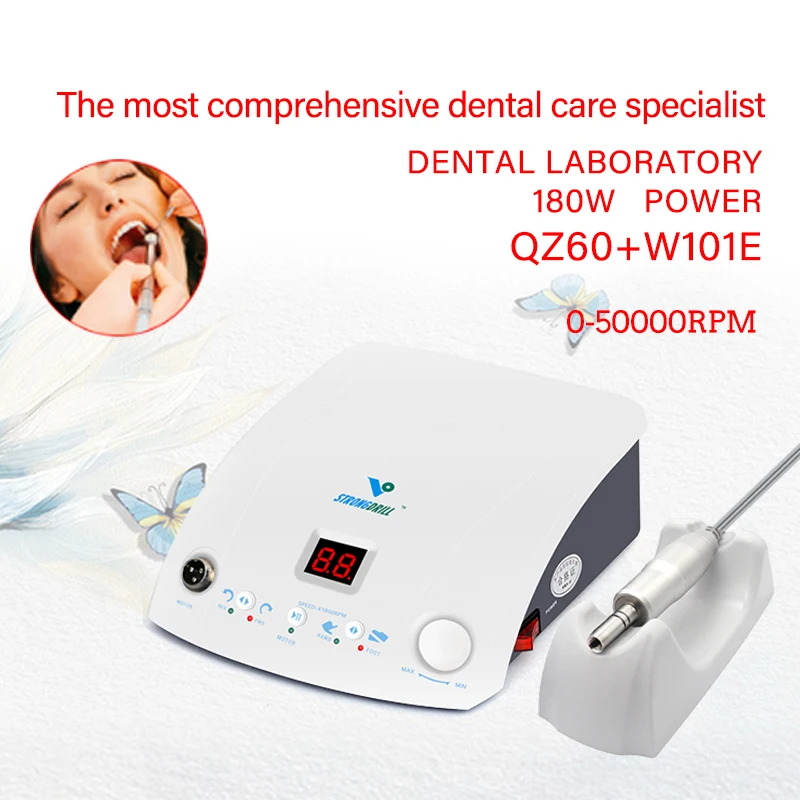 Free Shipping Dental Clinic Micro Motor 50000 RPM Brushless Polishing Equipment QZ60+W101E with Speed Pedal 2