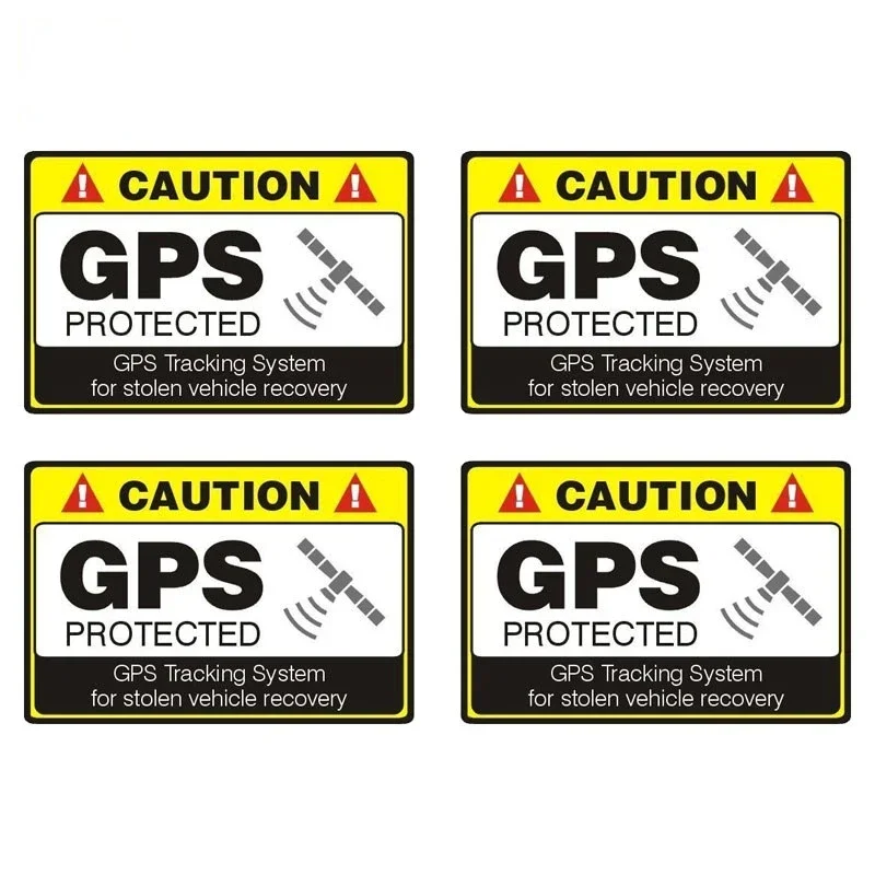 

4 Pcs Personality Caution Car Sticker Gps Protected Reflective Motorcycle Parts Waterproof Decal Accessories Stickers 12cm*8cm