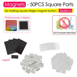 Square Badge Button Maker - Manual Press for DIY Crafting and Custom Magnet/Refrigerator Pins (50Set 50mm Magnet)