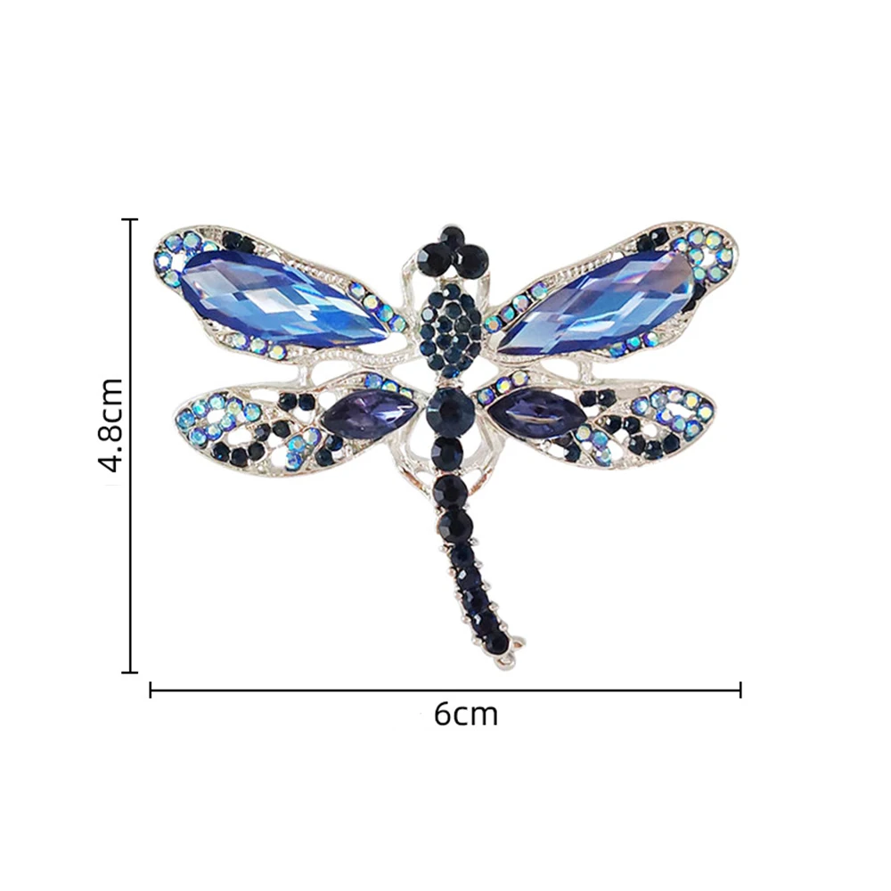 High Grade Blue Crystal Dragonfly Brooches for Women Men