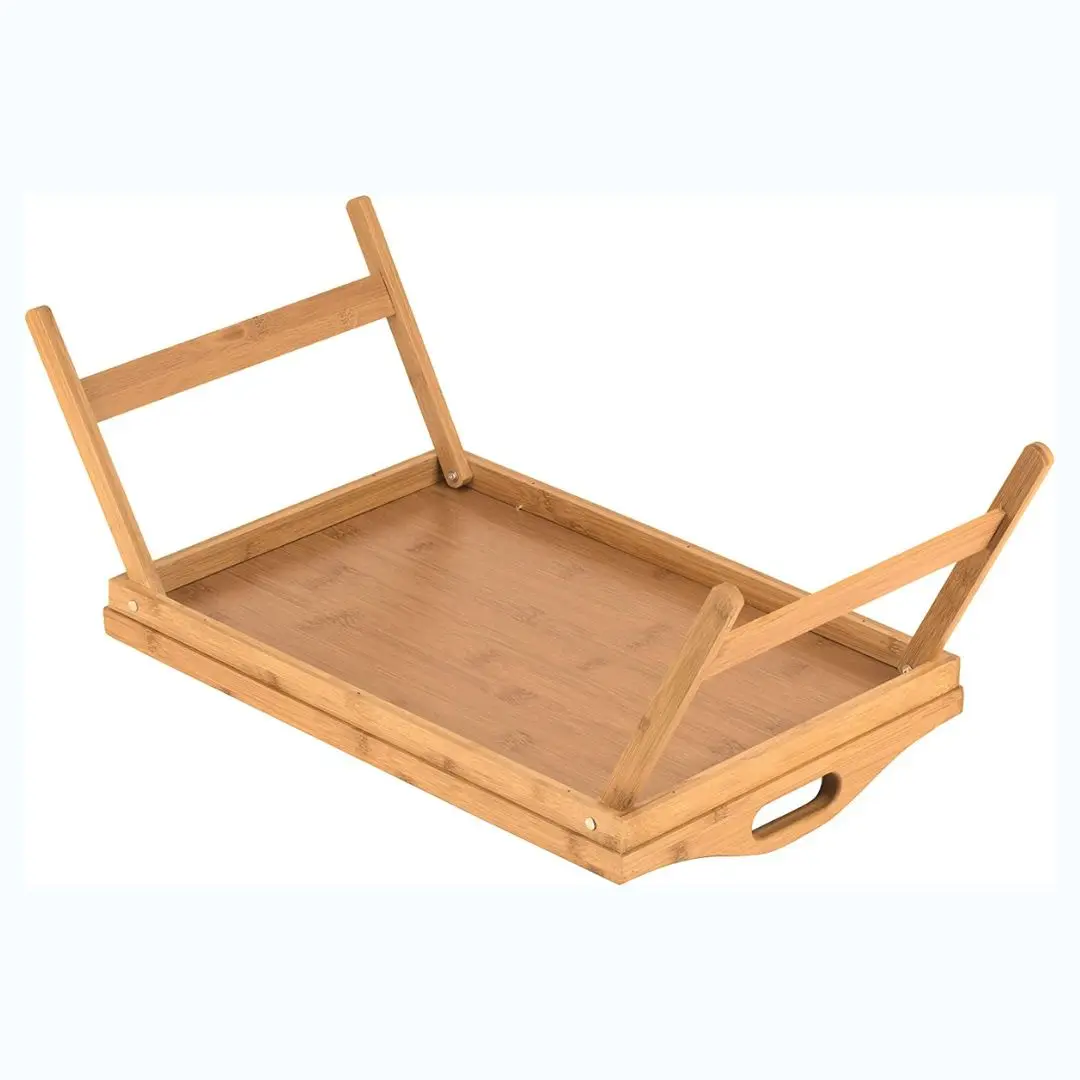 Computer Desk and Dining Table with Foldable Legs-Bamboo Breakfast Tray for Sofas, Beds, Dining, Snacking, and Work