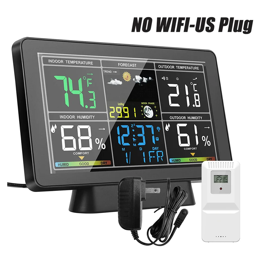Station Météo WiFi Connectée Avec Capteur Extérieur - Écran LCD Couleur, Prévisions 3 Jours, App Tuya - Baromètre, Phase Lune, Alarme