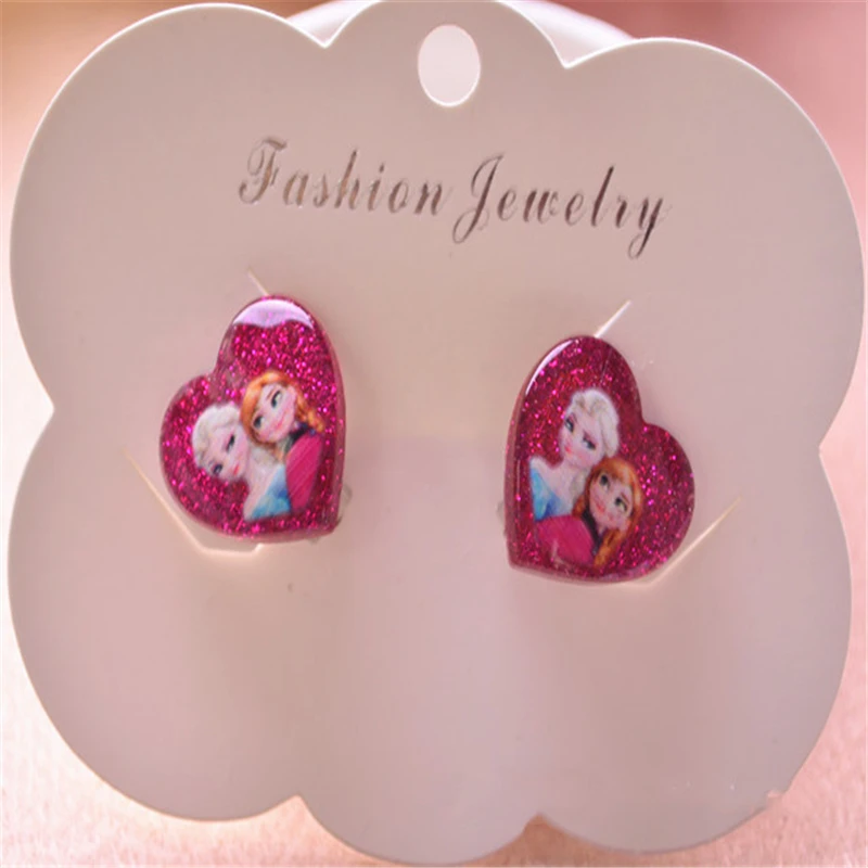 2pcs Disney cartoon Frozen children clip earring no ear hole Elsa Princess girl cosmetic toy accessories stud earring kid gift