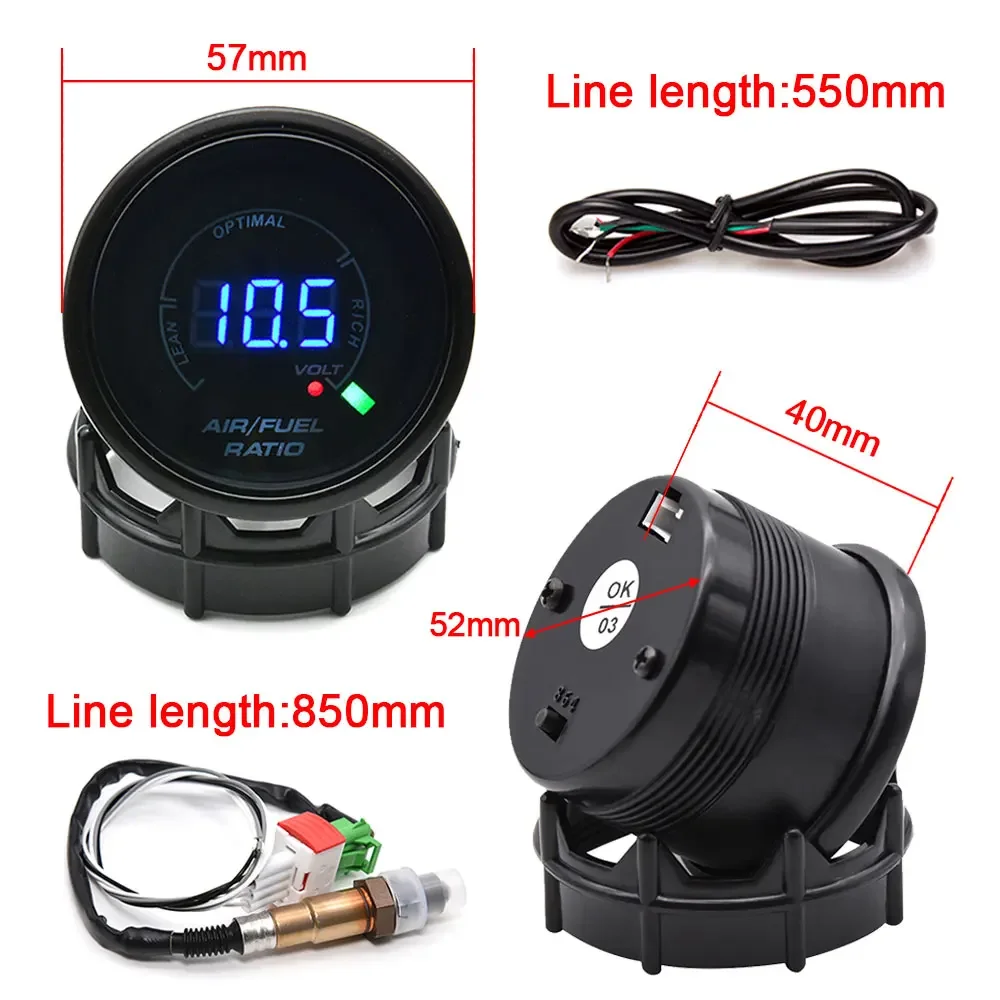 52mm Car Gauge Voltmeter Digital Air Fuel Ratio Gauge With Narrowband O2 Oxygen