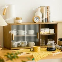 ตู้เก็บของในห้องนั่งเล่น JC ทำจากไม้ไผ่ พร้อมชั้นวางแก้ว Changhong ปรับระดับได้ ใช้จัดเก็บของในครัวและในบ้านได้หลากหลาย 3