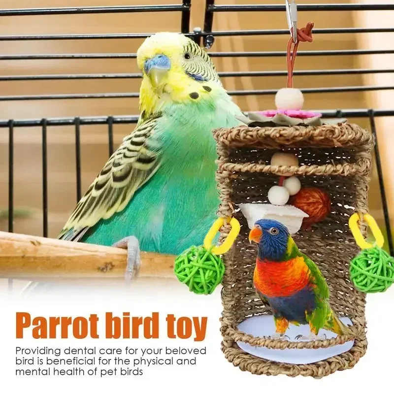 Bird Nest Snuggle Hut Bird Tent Hammock Hang Nest Breathable Seagrass House Hang Swing Toy Small Birds Conures bird toys,bird nest