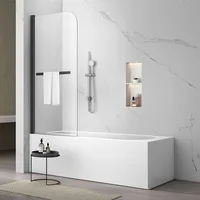 Pivot Tub Shower Door 34"×58", Folding Bathtub Shower Door with Tempered Glass Frameless Glass Shower Door Home Improvement 1