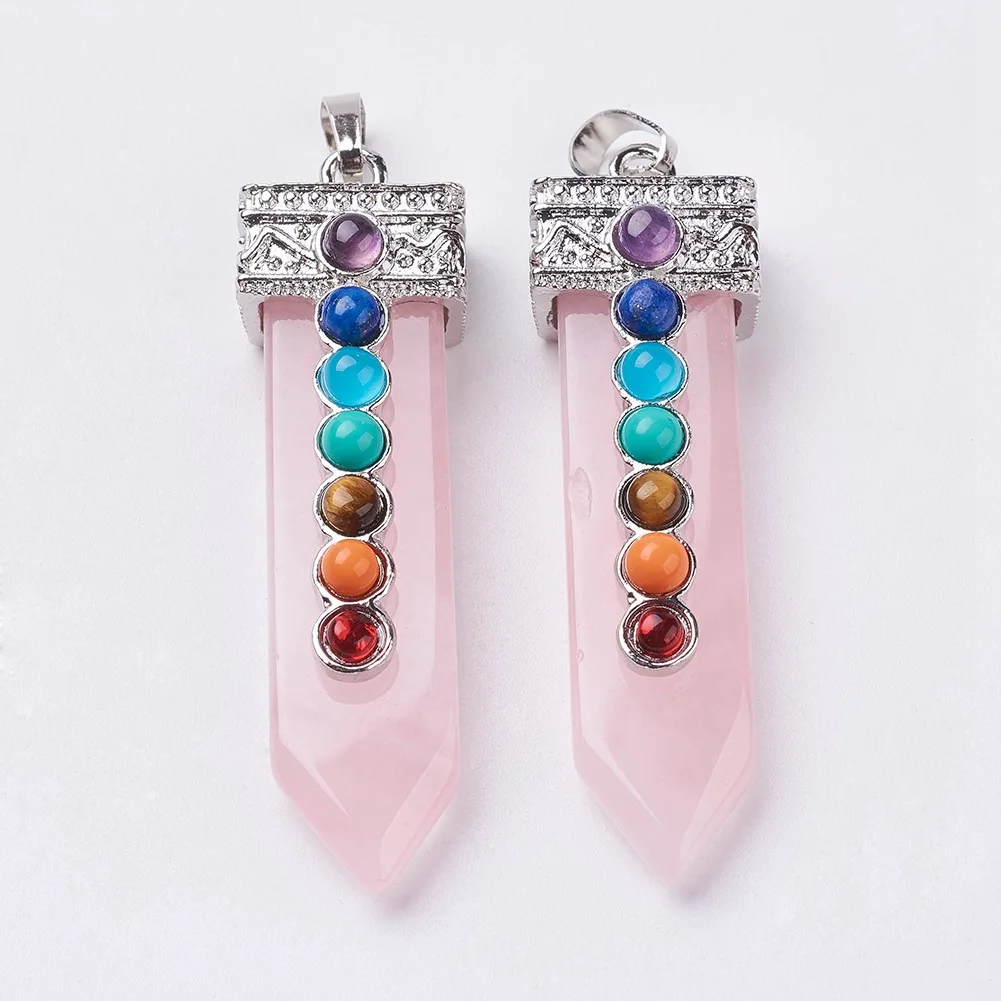 5pcs Synthetic & Natural Mixed Stone Sword Shape Chakra Big Pendants for DIY Necklace Jewelry Making Accessories