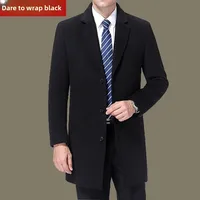 Men's Woolen Coat Medium Length Business Casual Suit Collar Windbreaker Jacket Loose Fit Casual Wear Made in China