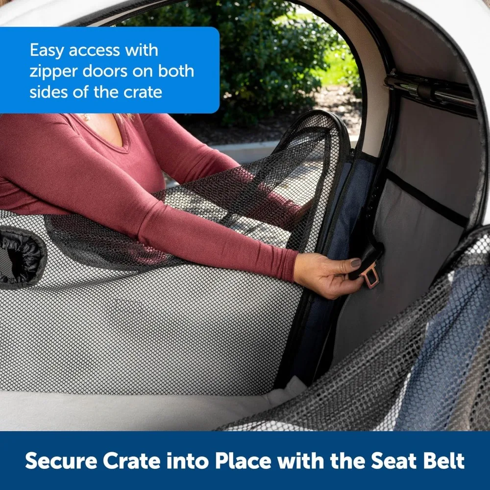 Portable Pet Carrier with Durable Aluminum Structure, Ventilated Mesh Sides, and Easy Setup