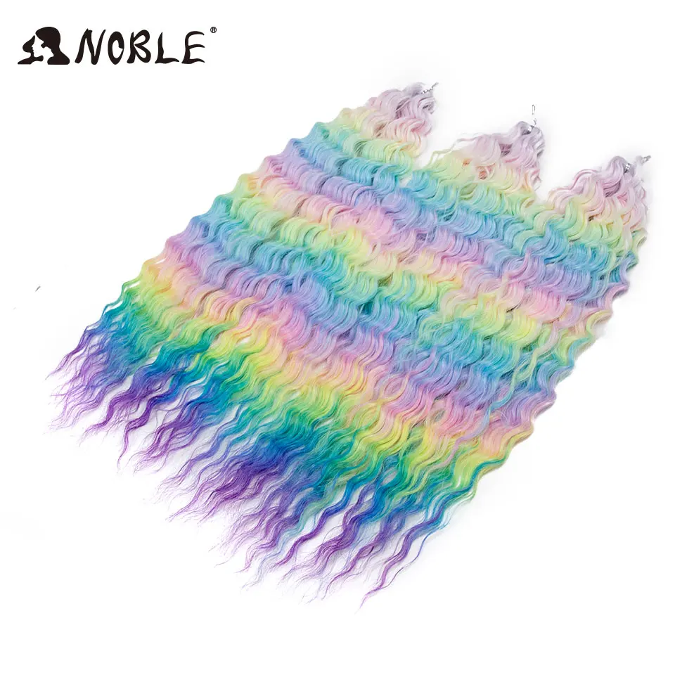 Noble Hair Synthetic Twist Crochet Curly Hair 24 Inch Water Wave Braid Hair Ombre Blonde Brown Deep Wave Braiding Hair Extension