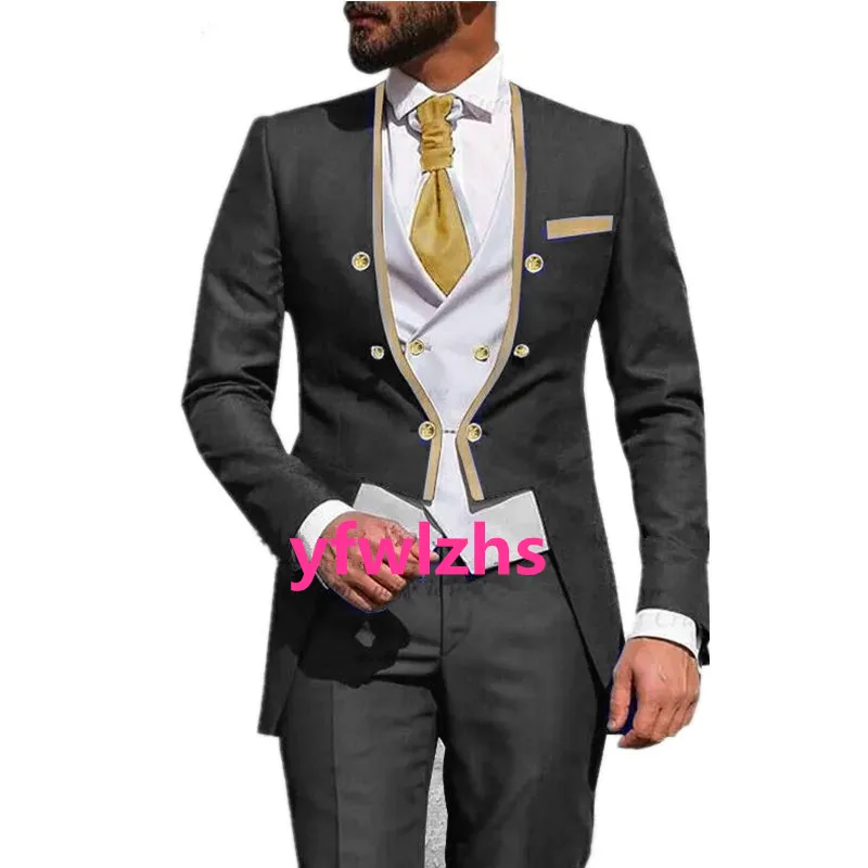 

Customized Six Button Men's Suit Jacket Blazers Halloween Costume Elegant For Luxury Man Suit's For Wedding Three Piece Set 212