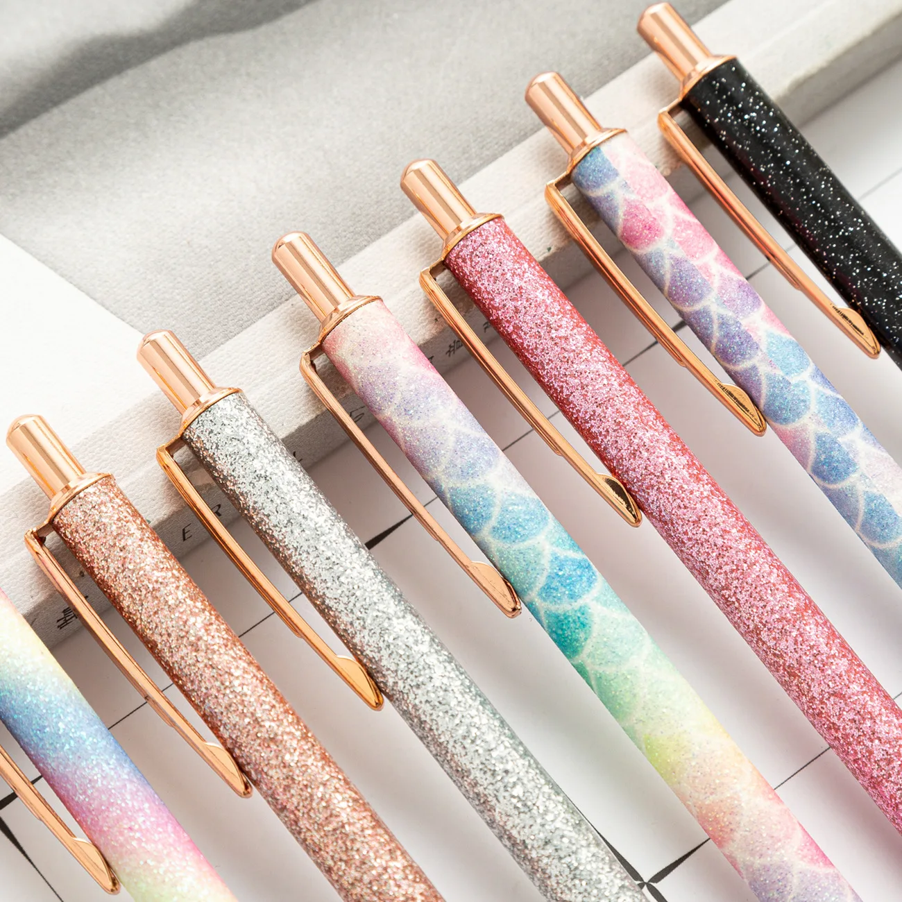 Glitter Mignon Stylos À Bille Rétractable Clic Stylo À Bille Encre