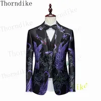 Thorndike Latest Charm Purple Coat Pants Designs Tuxedo Jacket Slim Fit Men Suit 3 Piece Blazers Custom Groom Prom Suits Terno 2