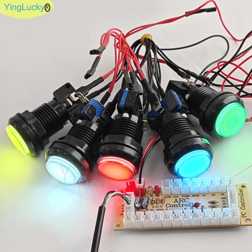 12V LED Illuminated Arcade Game Push Button 30mm round Coin Operated Machine Game Interface for Arcade Amusement Machine
