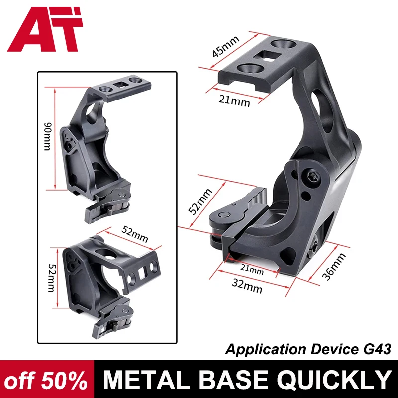 

UN Metal Fast FTC Scope Mount For G43 G33 Magnifier 558 EXPS 6X-Mag-1 Red Dot Sight Folding Base Airsoft Weapon Accessories