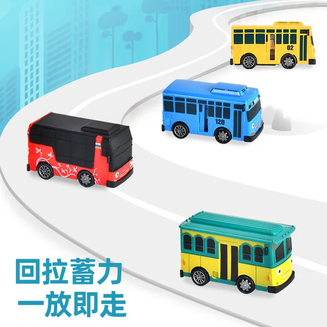 Korean Tayo Mini Bus Little Bus Friends Openable Doors, Slide & Pull Back Toy Bus for Kids 2